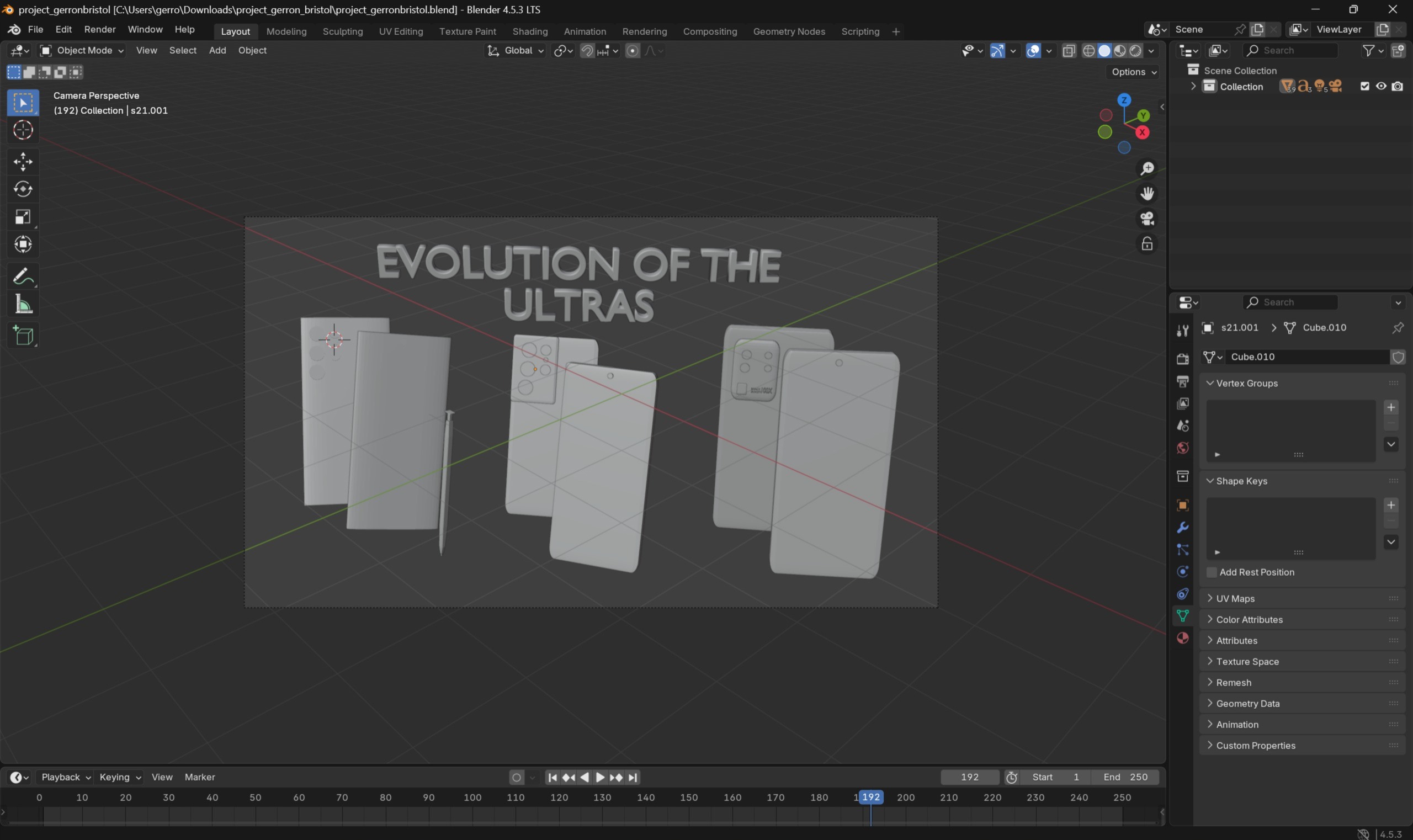 Evolution of the Ultras Blender 4.5 LTS viewport scene setup