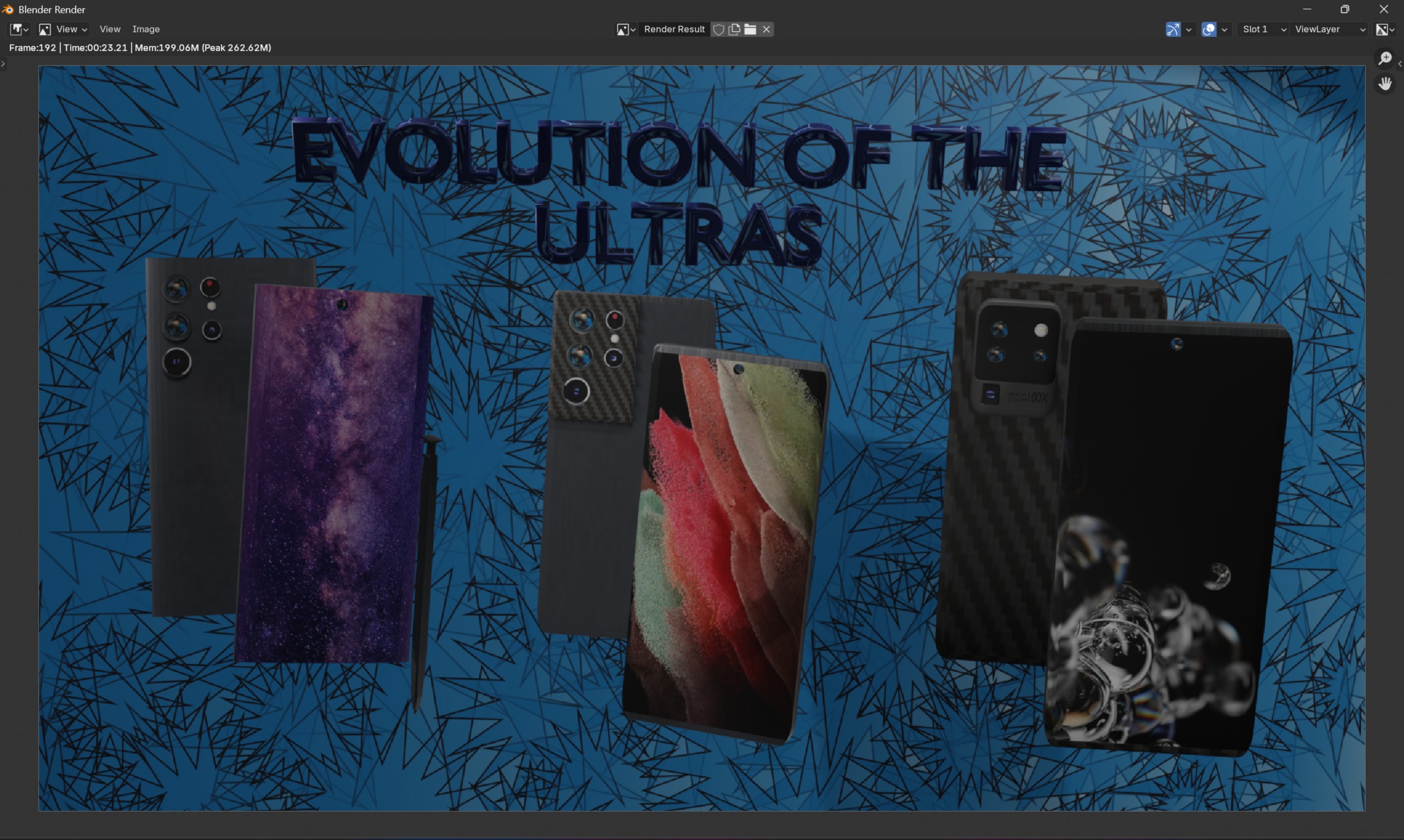 Evolution of the Ultras final Blender render — Samsung Ultra smartphones